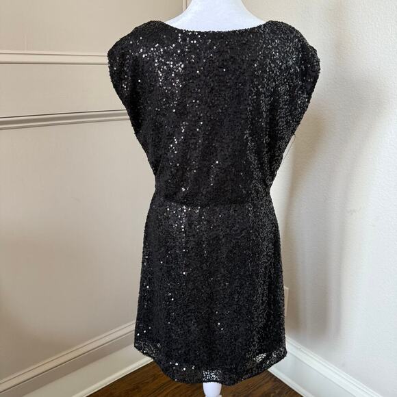 J Crew Sequin Dress Black Elastic Waist Size 6 - Picture 4 of 5